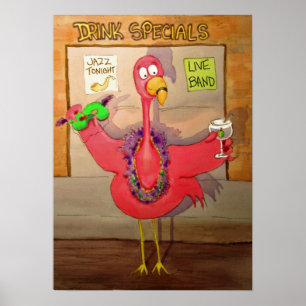Affiches Flamant rose rose Fête Fête Whimsical Bird