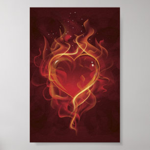 Affiches FlamingFlamingHeart feu d'amour rouge foncé flamme