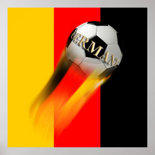 Affiches Flammer Allemagne balle de football sur le drapeau