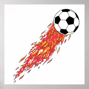 Affiches flammes feu balle de football