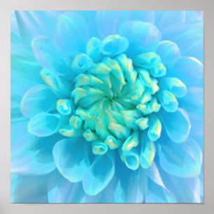 Affiches Fleur bleu turquoise en aquarelle