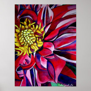 Affiches Fleur de Dahlia art abstrait