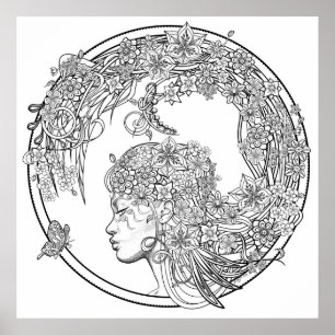 Affiches Fleur de fée : XLARGE do-it-yourself Coloration pa