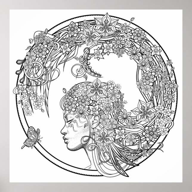 Affiches Fleur de fée : XLARGE do-it-yourself Coloration pa (Devant)