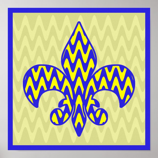 Affiches Fleur de lis bleu et jaune (Devant)