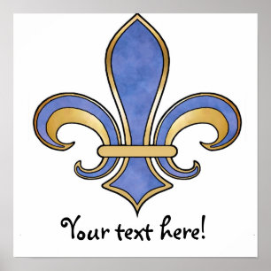 Affiches Fleur de Lis en couleur unie - Bleu foncé
