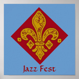 Affiches Fleur De Lis Rouge, Fête De Jazz
