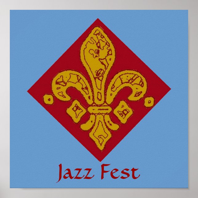 Affiches Fleur De Lis Rouge, Fête De Jazz (Devant)