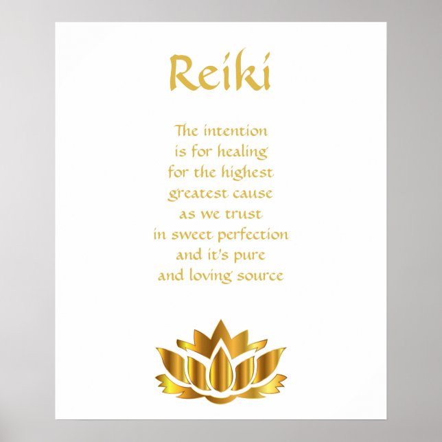 Affiches Fleur de Lotus d'or Reiki (Devant)