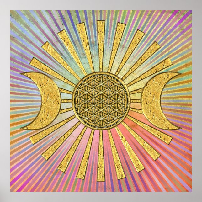 Affiches Fleur de Vie avec Lune (Devant)