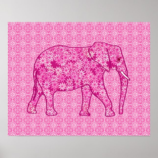 Affiches Fleur d'éléphant - rose fuchsia (Devant)