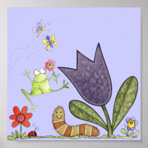Affiches fleur et grenouille