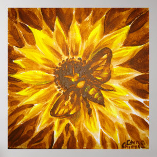 Affiches Fleur jaune et abeille