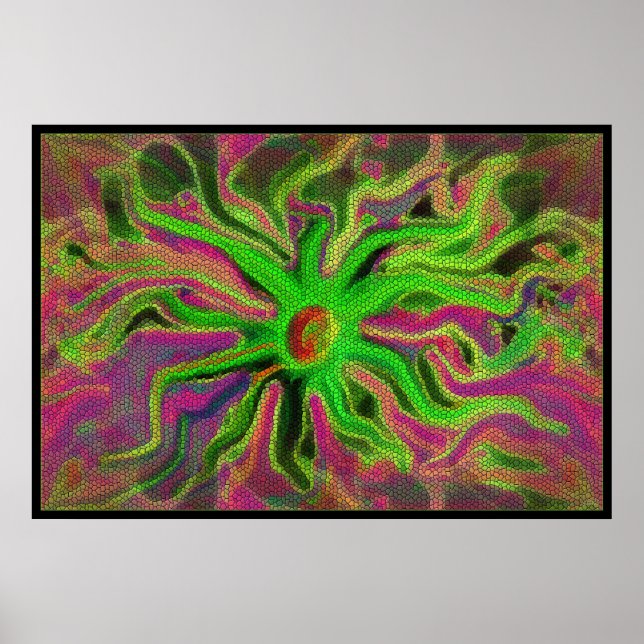 Affiches fleur mosiaque (Devant)