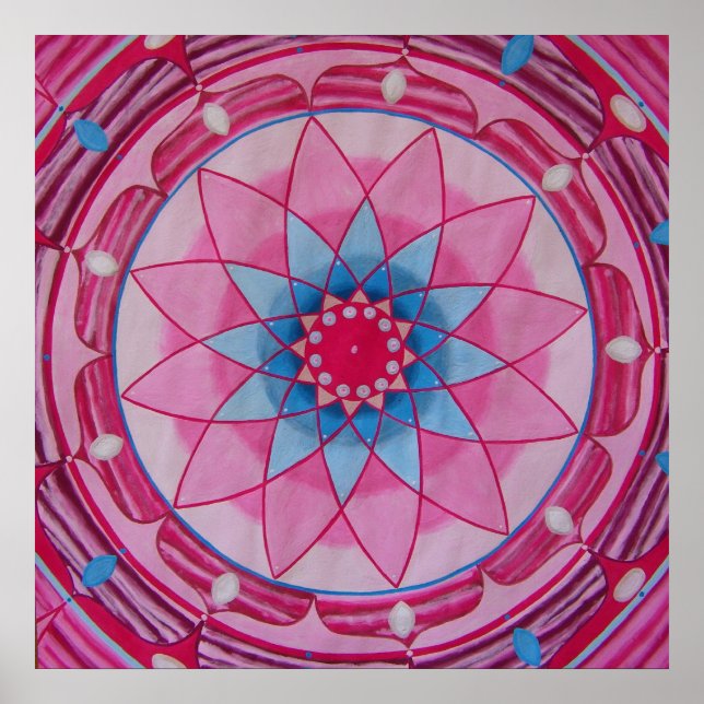 Affiches Fleur rose Mandala (Devant)