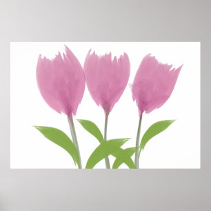 Affiches Fleurs Abstraites de tulipes à aquarelles minimali