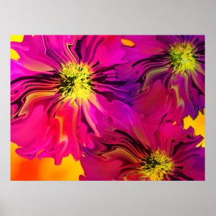 Affiches Fleurs Abstraites modernes de Fuchsia (Magenta)