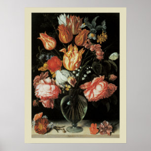 Affiches Fleurs Baroques Antiques, Tulipes et Roses dans un