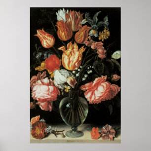 Affiches Fleurs Baroques Antiques, Tulipes et Roses dans un