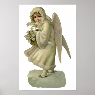 Affiches Fleurs d'ange de Noël vintage, découpage victorien
