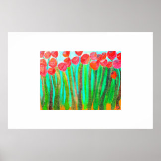 Affiches Fleurs dans l'herbe haute
