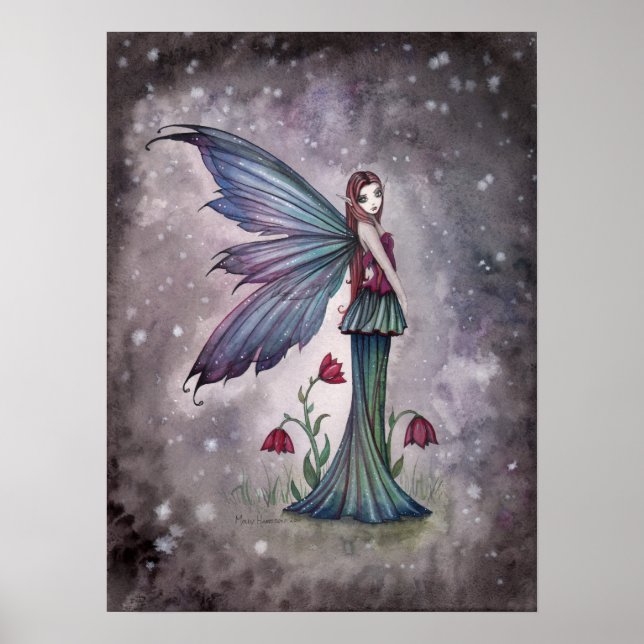 Affiches Fleurs dans l'impression de fées hivernales (Devant)
