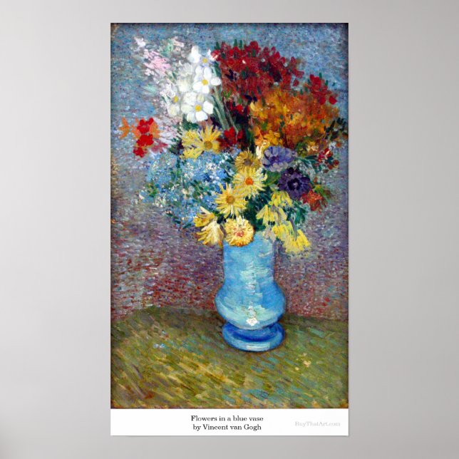 Affiches Fleurs dans un vase bleu de Vincent van Gogh (Devant)