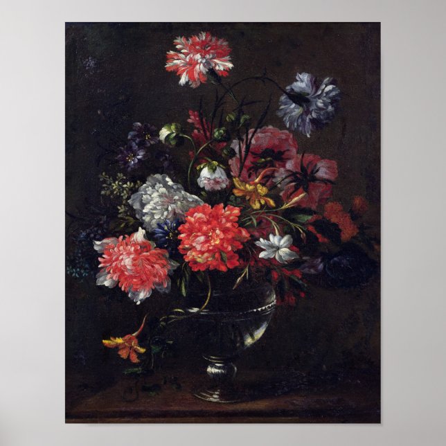 Affiches Fleurs dans un vase de verre (Devant)