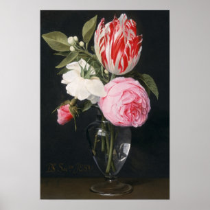 Affiches Fleurs dans un vase en verre