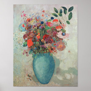 Affiches Fleurs dans un vase turquoise, vers 1912