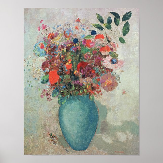 Affiches Fleurs dans un vase turquoise, vers 1912 (Devant)