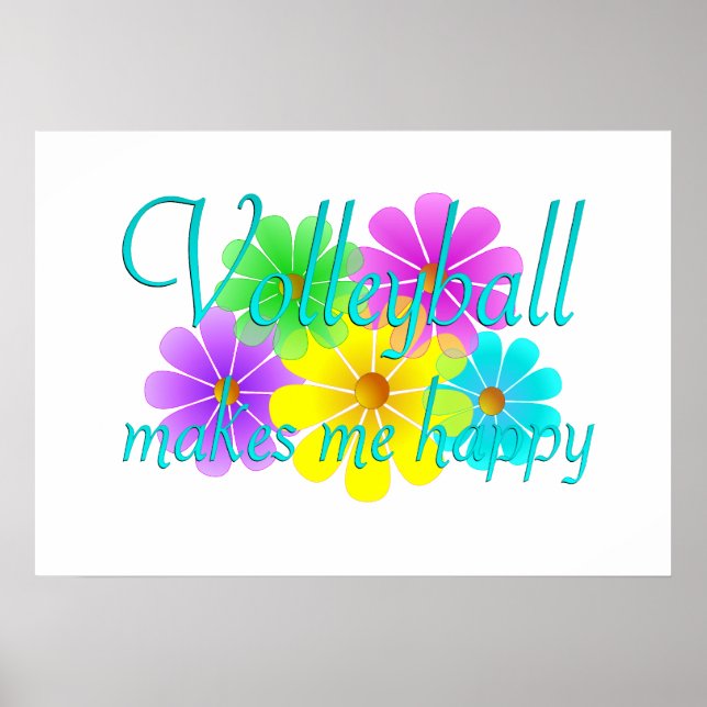 Affiches Fleurs de bonheur de volley-ball (Devant)