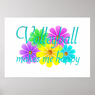 Affiches Fleurs de bonheur de volleyball