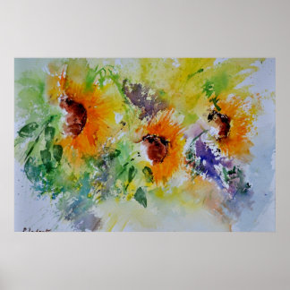 Affiches fleurs de couleur aquarelle