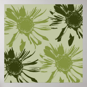 Affiches Fleurs de Gerbera verte de chaux