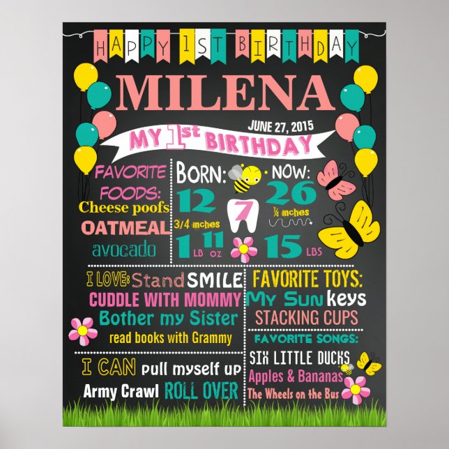 Affiches Fleurs de panneau de signalisation de premier anni (Devant)