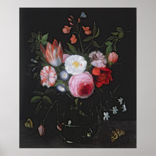 Affiches Fleurs de printemps dans un vase en verre, 17ème s