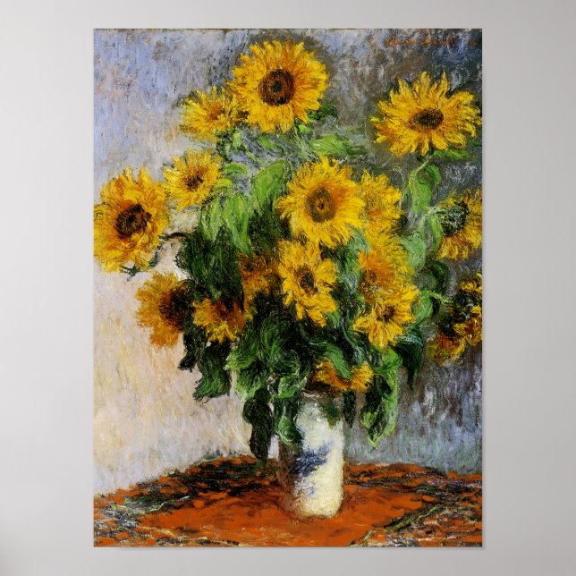 Affiches Fleurs de soleil par Monet (Devant)