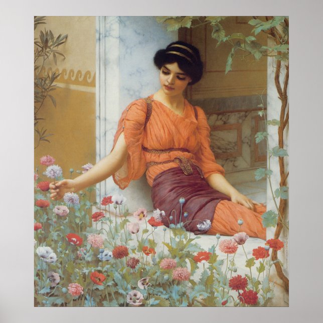 Affiches Fleurs d'été par John William Godward (Devant)