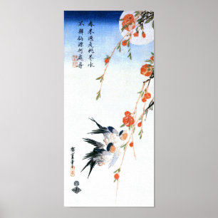 Affiches Fleurs d'hirondelles et de pêches, Hiroshige japo