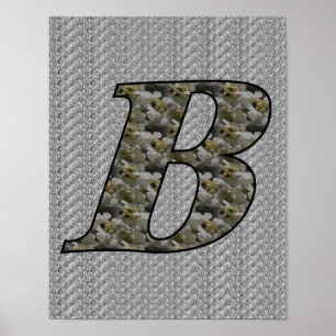 Affiches Fleurs d'hortensia à monogramme initial B