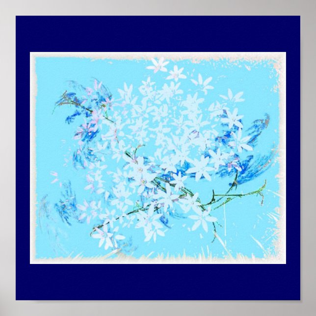 Affiches Fleurs en bleu (Devant)