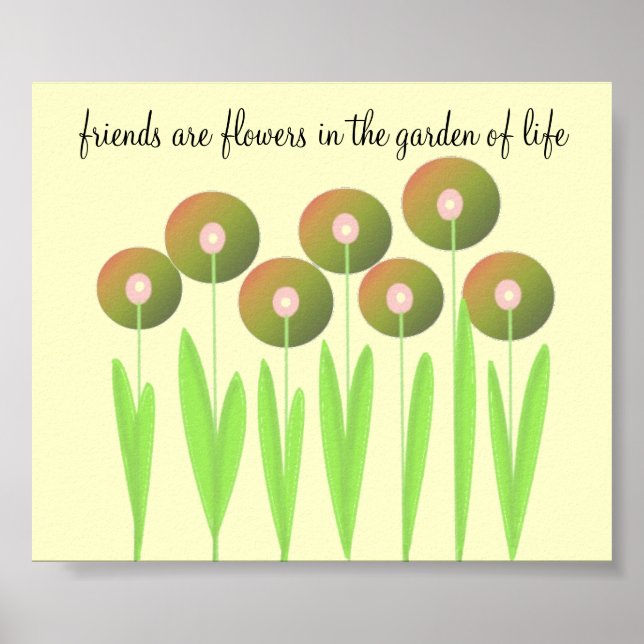 Affiches Fleurs Fantaisistes aux Tons Terre avec Citation (Devant)
