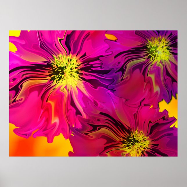 Affiches Fleurs modernes Abstraites Fuchsia (Magenta) (Devant)