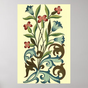 Affiches Fleurs Papier Peint Art Nouveau Joli
