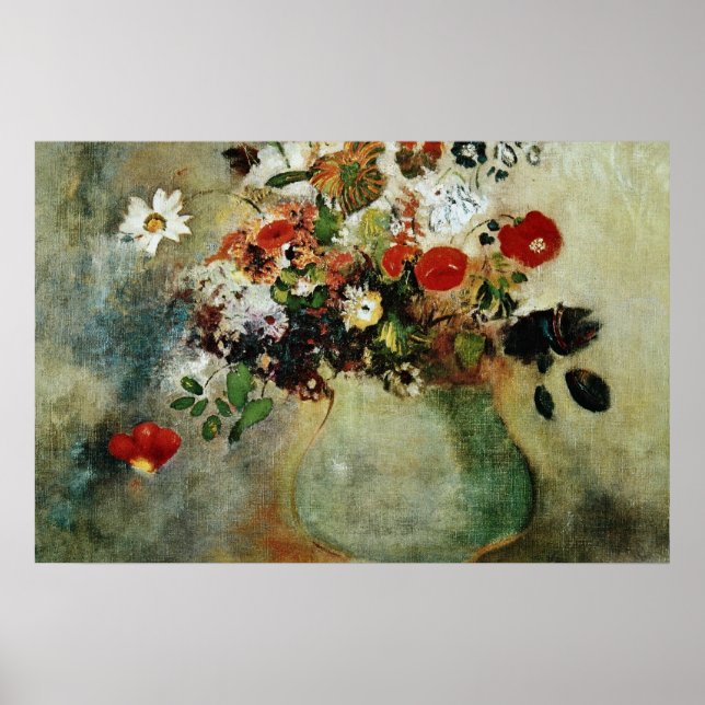 Affiches Fleurs rouges, fleurs Odilon Redon (Devant)