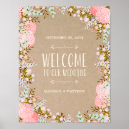 Affiches Fleurs Rustiques | Panneau de Réception de Mariage