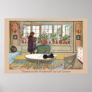 Affiches Fleurs sur le rebord de fenêtre Carl Larsson Impri