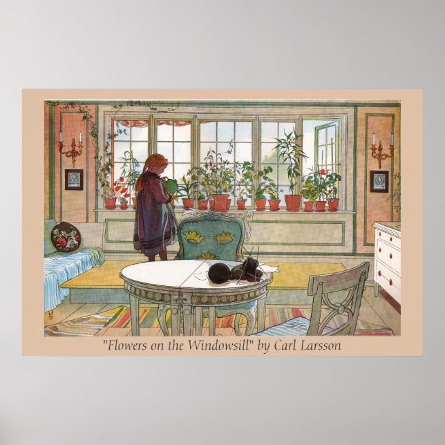 Affiches Fleurs sur le rebord de fenêtre Carl Larsson Impri (Devant)
