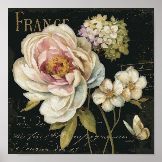 Affiches Fleurs sur noir (Devant)